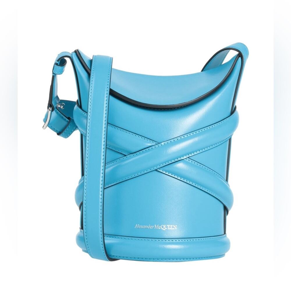 Alexander McQueen Curve Small Crossbody Bag Blue Calfskin Leather - Picture 2 of 9
